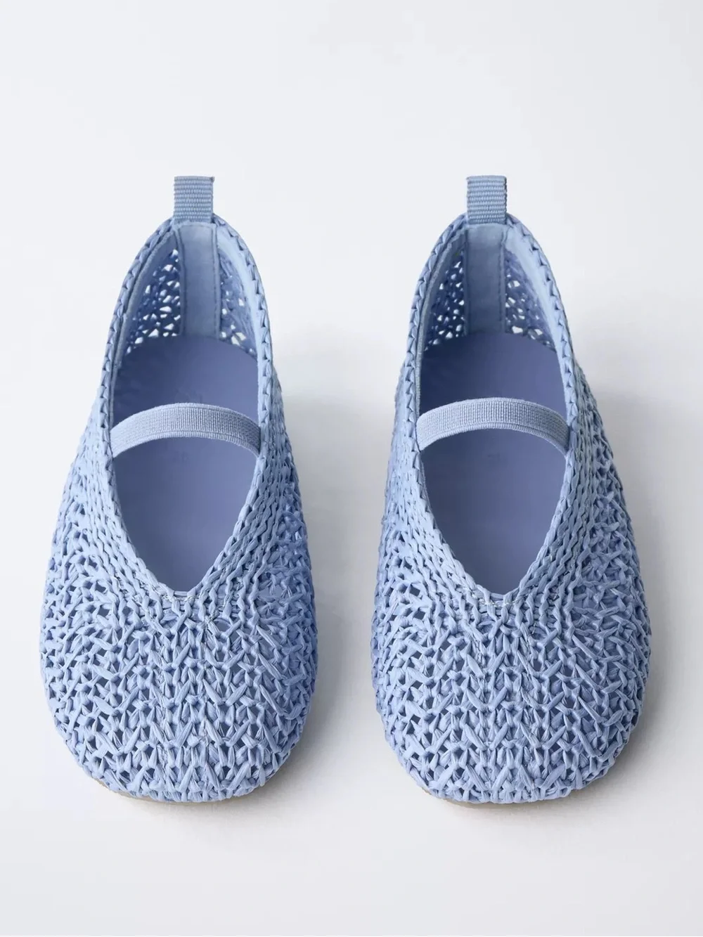 ZARA KIDS Braided Crochet Ballet Flats - Light Blue